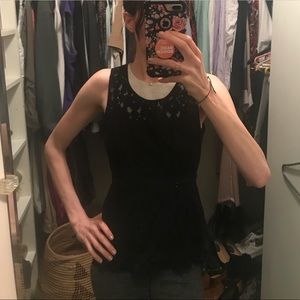 Nanette Lenore black lace peplum sleeveless top
